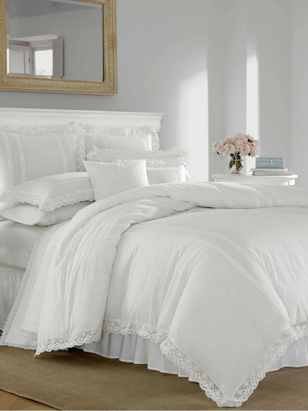 King Annabella Reversible Duvet Cover Set White - Stone Cottage: Laura Ashley